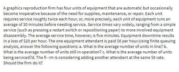 A graphics reproduction firm has four units of