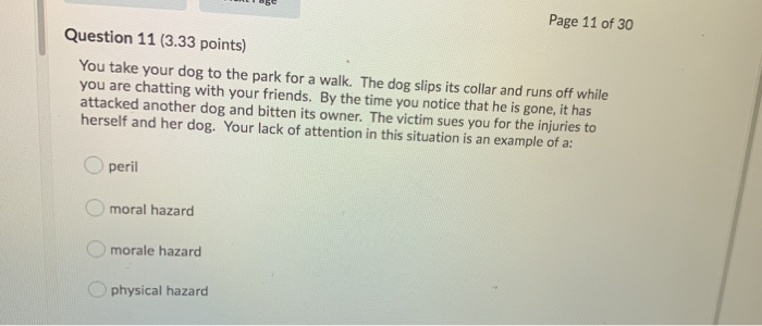 Page 11 of 30 Question 11 (3.33 points) You take