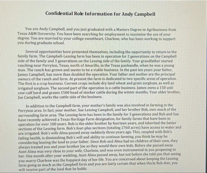 Confidential Role Information for Andy Campbell