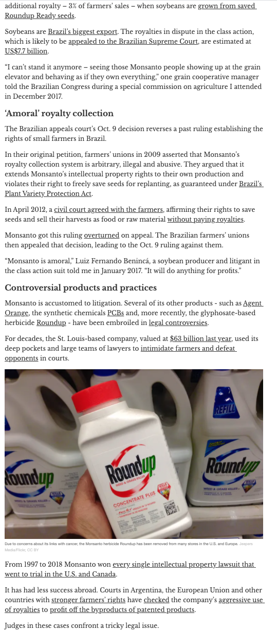 What is your opinion on Monsanto's strategic