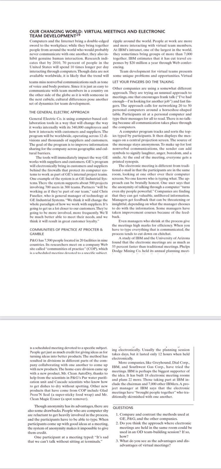 OUR CHANGING WORLD: VIRTUAL MEETINGS AND