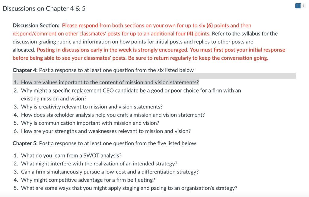 Discussion Section: Please respond from both