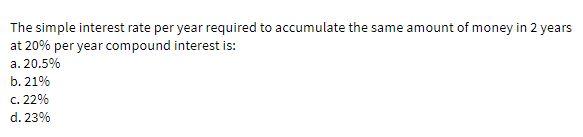 The simple interest rate per year required to