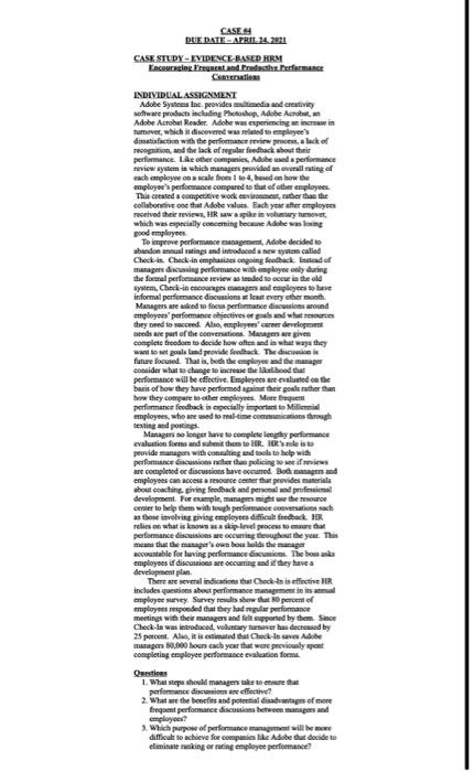 CASES DUE DATE - APRIL 14.2821 CASE STUDY -