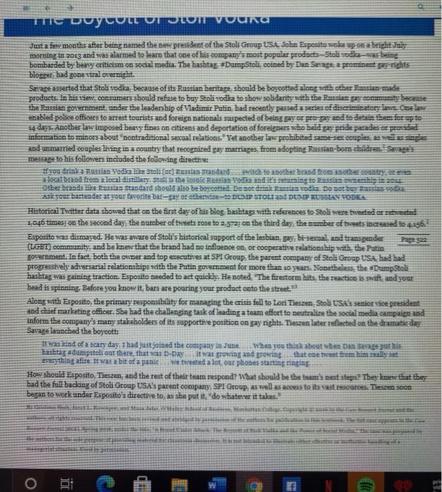 This question is about the discussion case at the