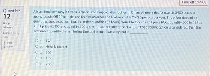 Question 11 Jot yet inswered Marked out of 150 RE