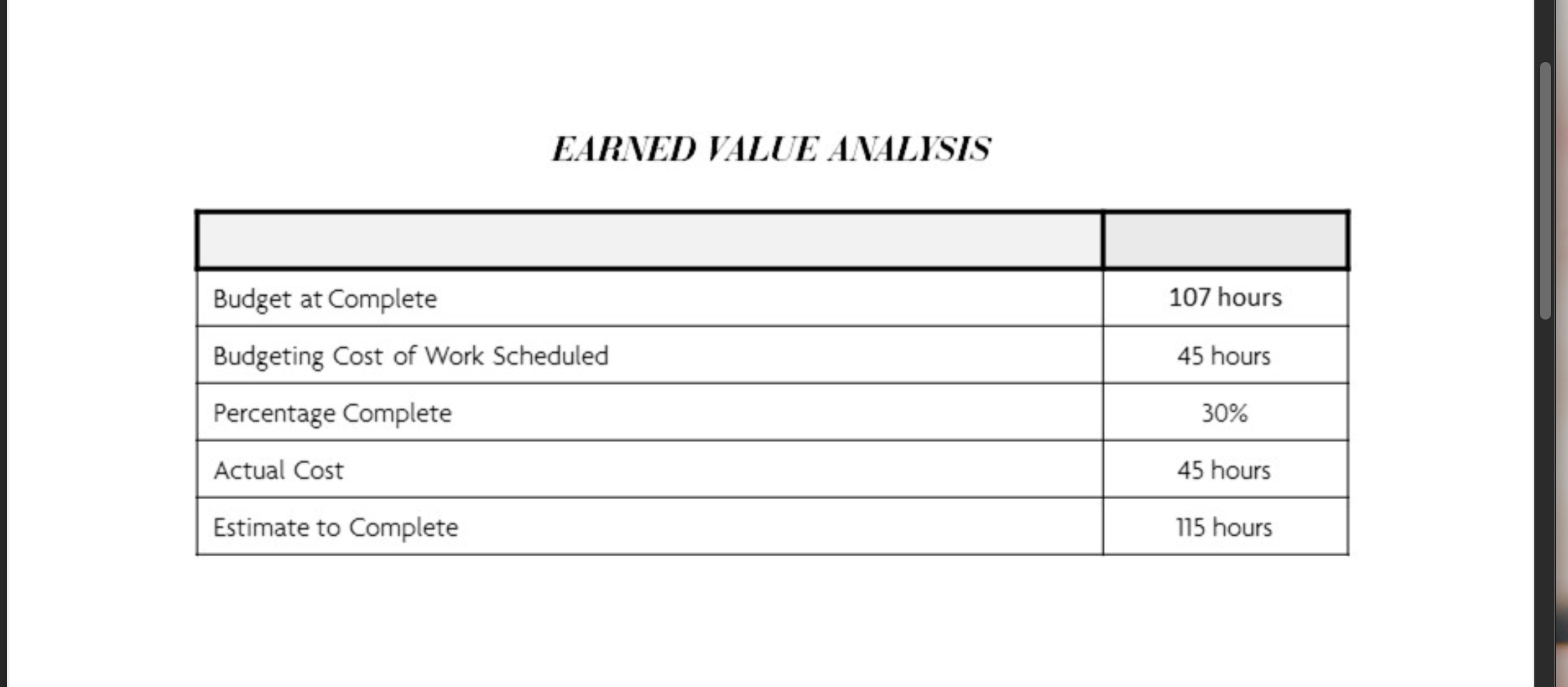 You are the project manager for the following