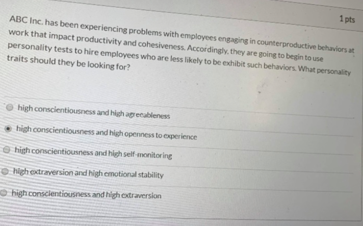 1 pts ABC Inc. has been experiencing problems