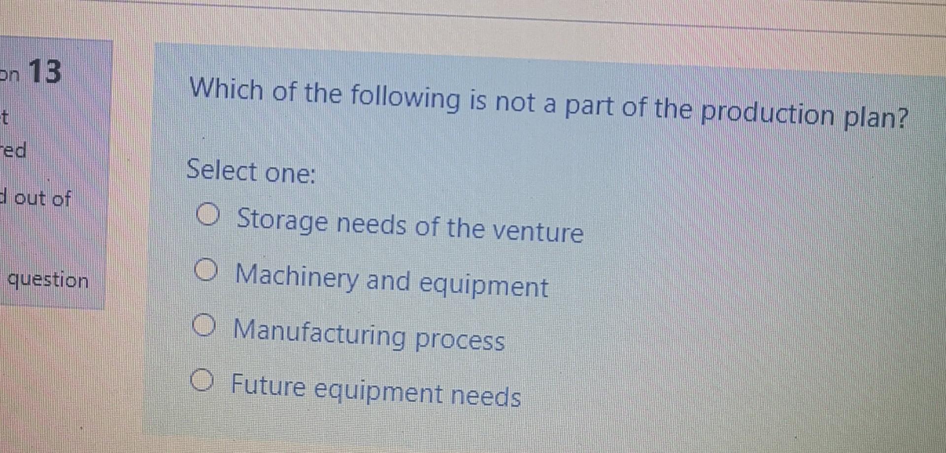 on 13 Which of the following is not a part of the
