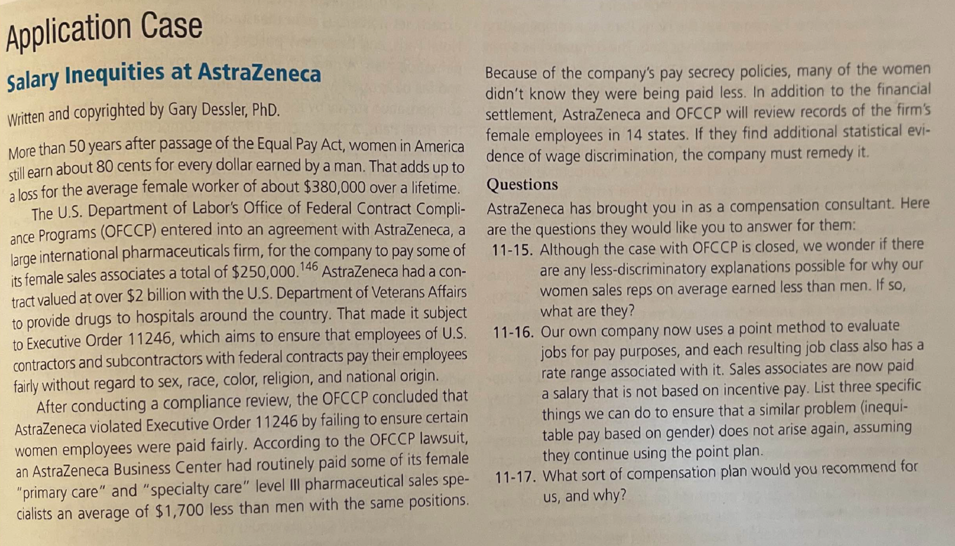 Application Case Salary Inequities at AstraZeneca