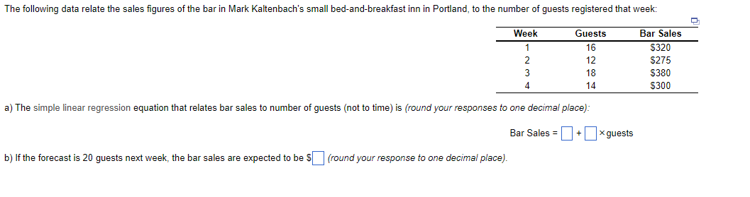 The following data relate the sales figures of