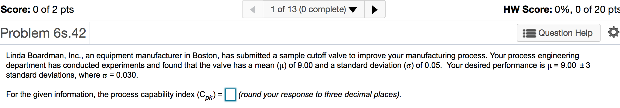 Score: 0 of 2 pts 1 of 13 (0 complete) HW Score: