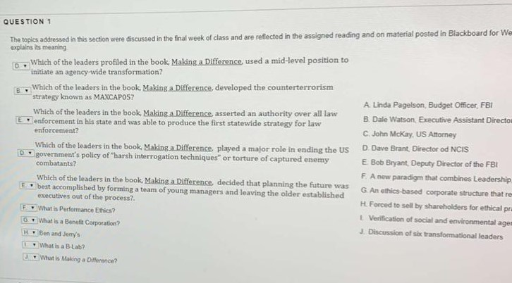 QUESTION 1 The topics addressed in this section