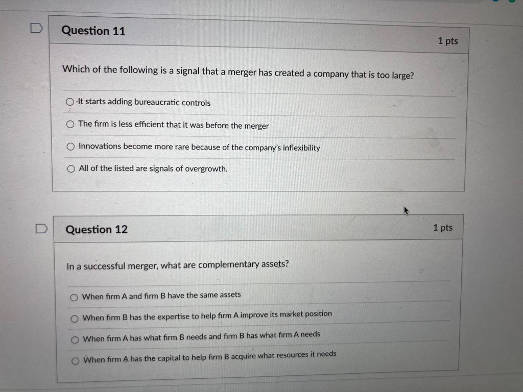 Which of the following is a signal that a merger