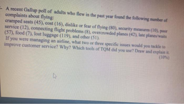 - A recent Gallup poll of adults who flew in the