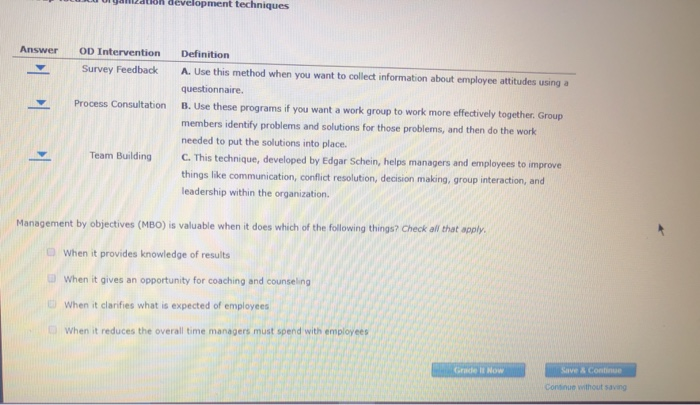 e bevelopment techniques Answer OD Intervention