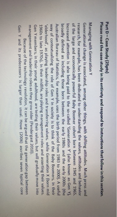 Part D-Case Study (25pts) Please read the case