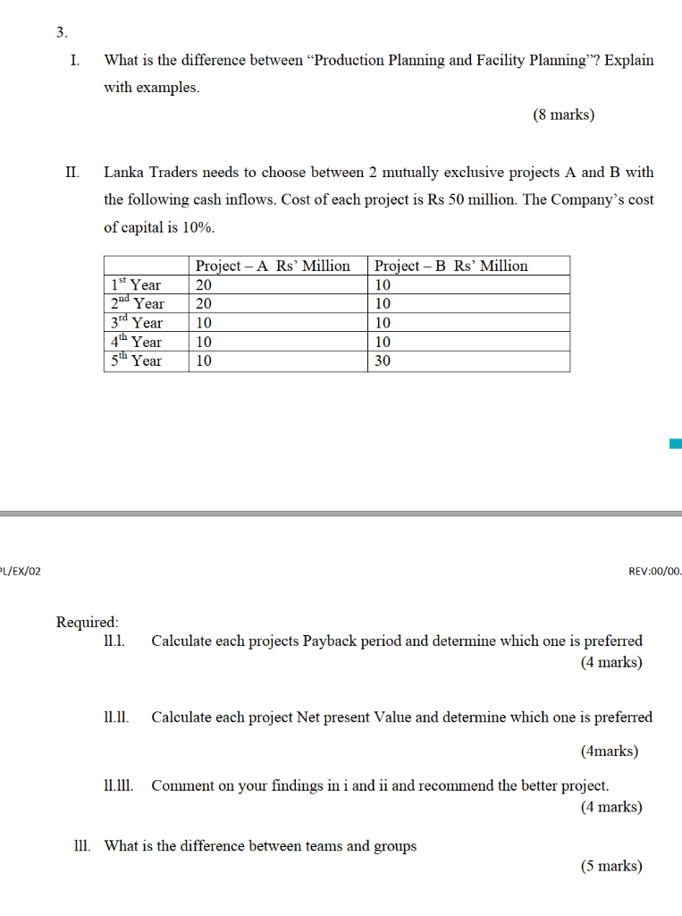 3. I. What is the difference between Production