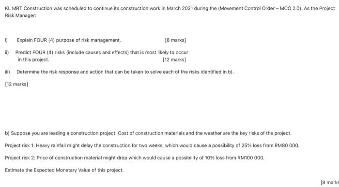 need answer for a) ii and iii asap KL MRT