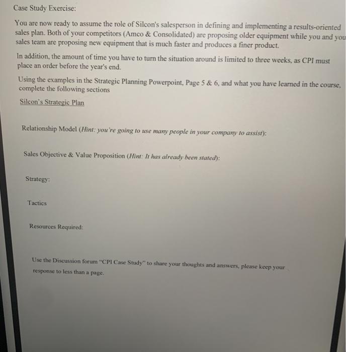 CPI Case Study PowerBase Selling: CPI Case Study