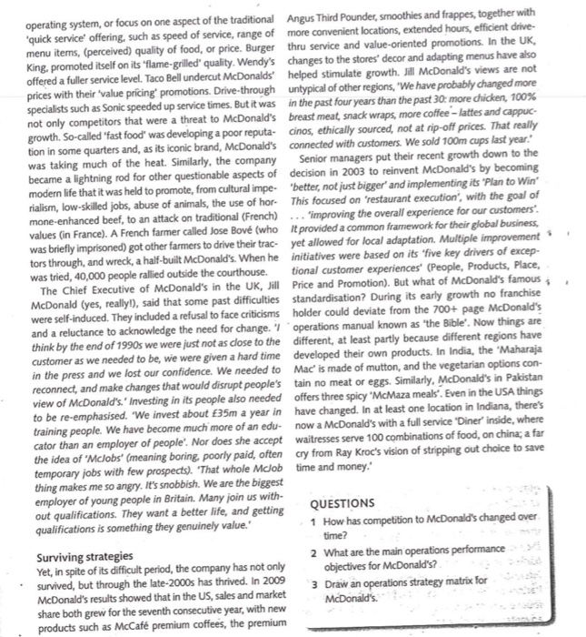 how has cometition to macdonalds changed over