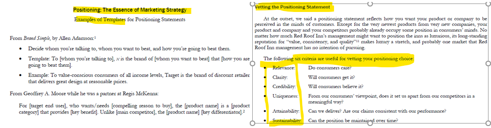 Your chance to be creative. Write a positioning