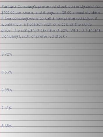 Eantana Company's preferred stock currently sells