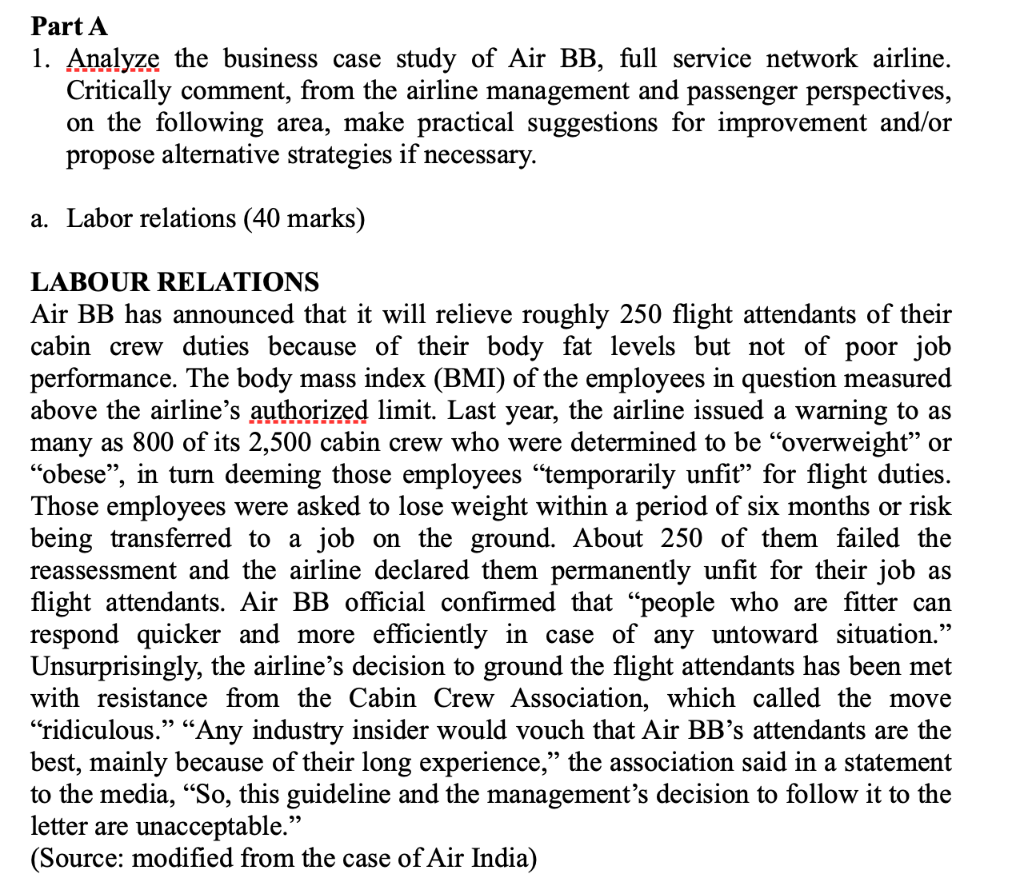 Part A 1. Analyze the business case study of Air