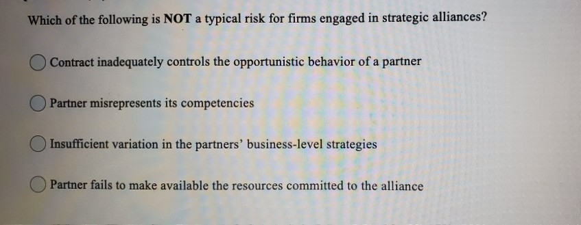 Which of the following is NOT a typical risk for