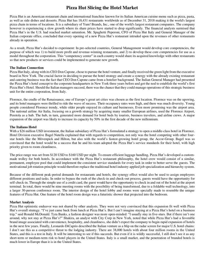 Q Comment on pizza hut's target market and