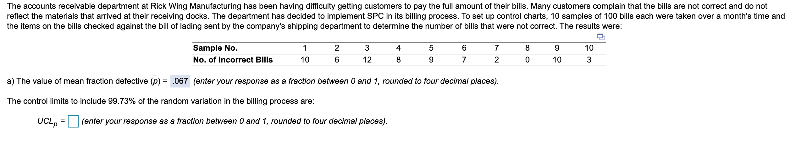 Please Find UCLp, LCLp and answer this question: