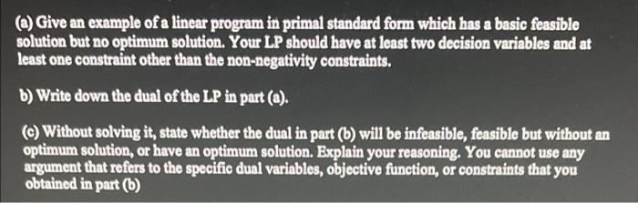 (a) Give an example of a linear program in primal