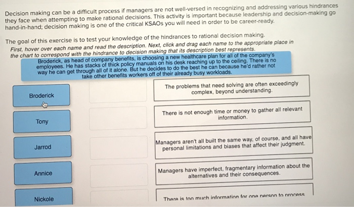 help please Decision making can be a difficult