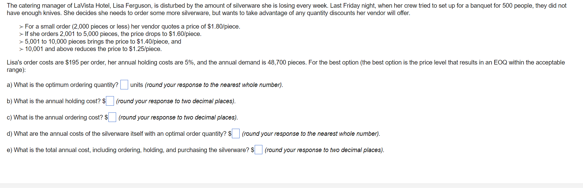 The catering manager of LaVista Hotel, Lisa