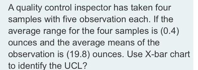 A quality control inspector has taken four