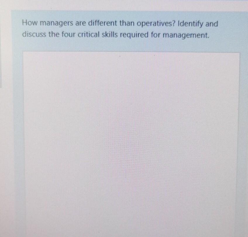 How managers are different than operatives?