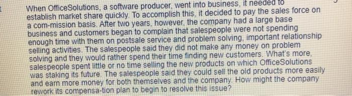 When Office Solutions, a software producer, went