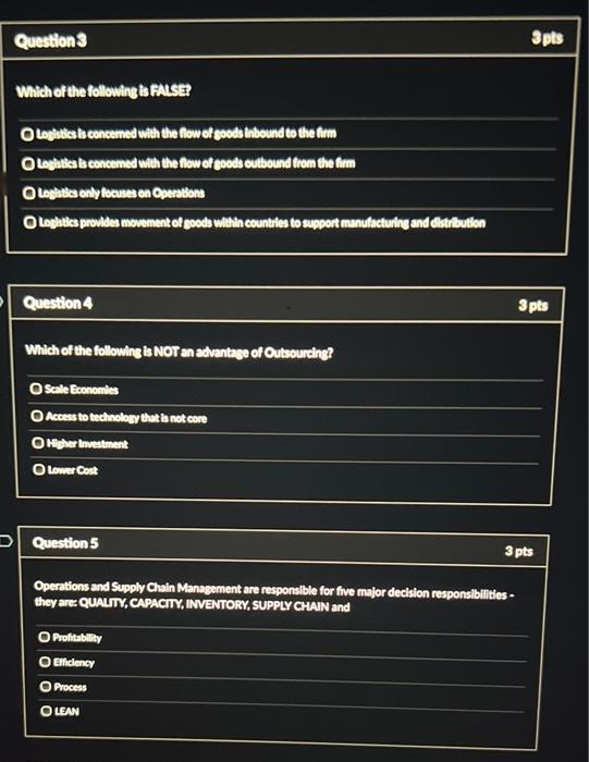 Cuestion3 Which of the followingb FALSE? O