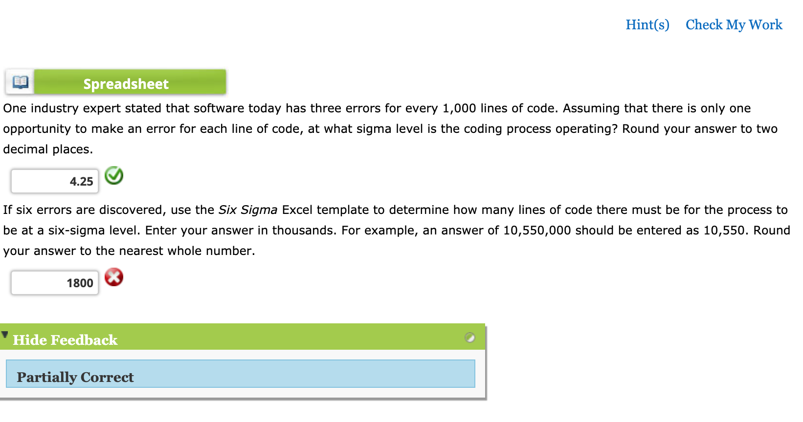 Need an answer to PART B!! Hint(s) Check My Work