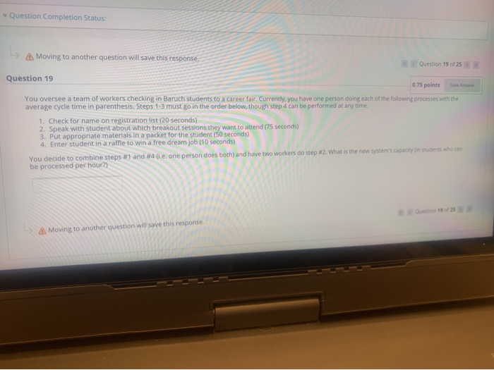 Question Completion Status Moving to another