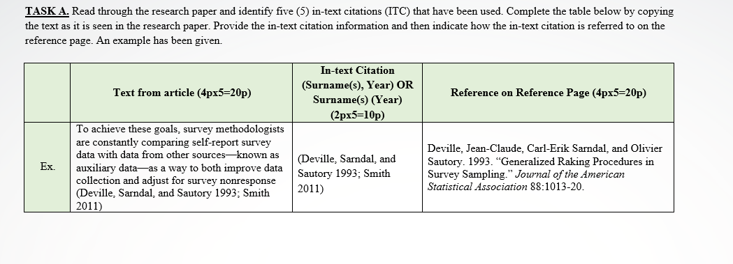 TASK A. Read through the research paper and
