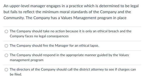 An upper-level manager engages in a practice