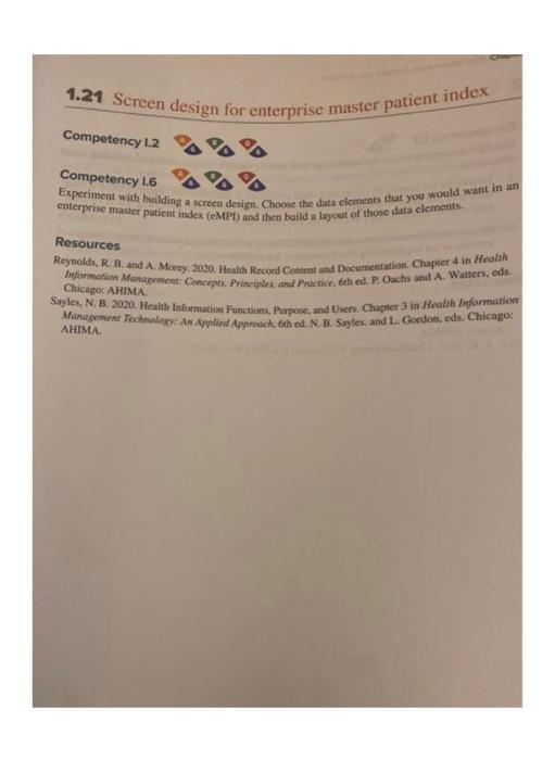 Create an empi chart of the following 1.21 Screen