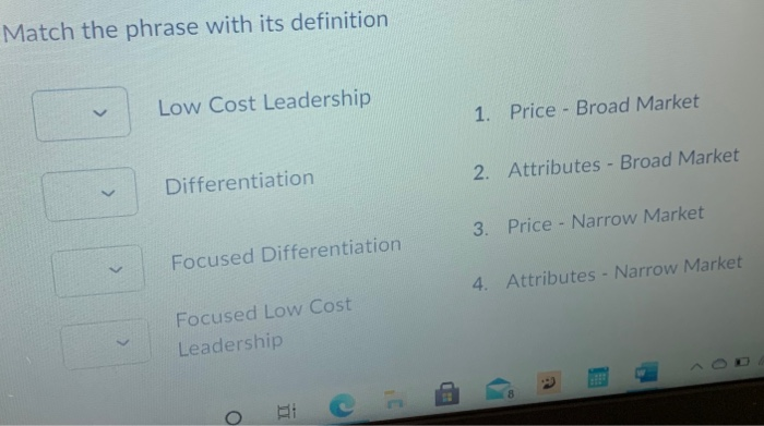 plesse answer the following question Match the