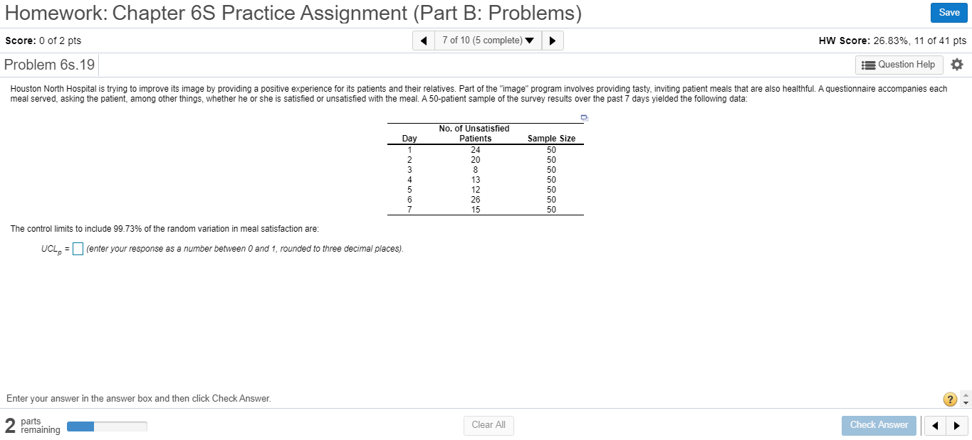 Save Homework: Chapter 6S Practice Assignment