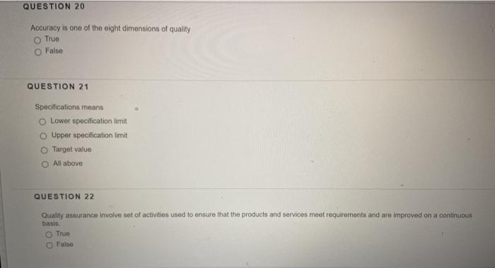 QUESTION 20 Accuracy is one of the eight