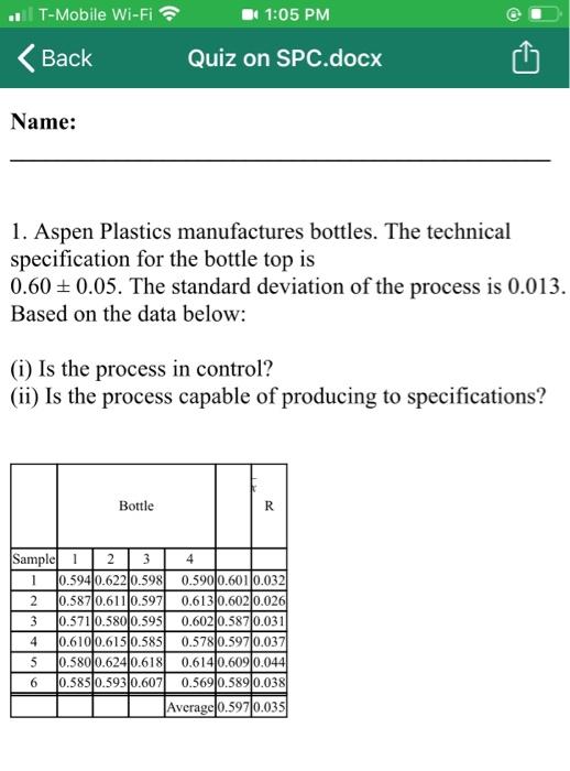 - 1:05 PM . T-Mobile Wi-Fi < Back Quiz on