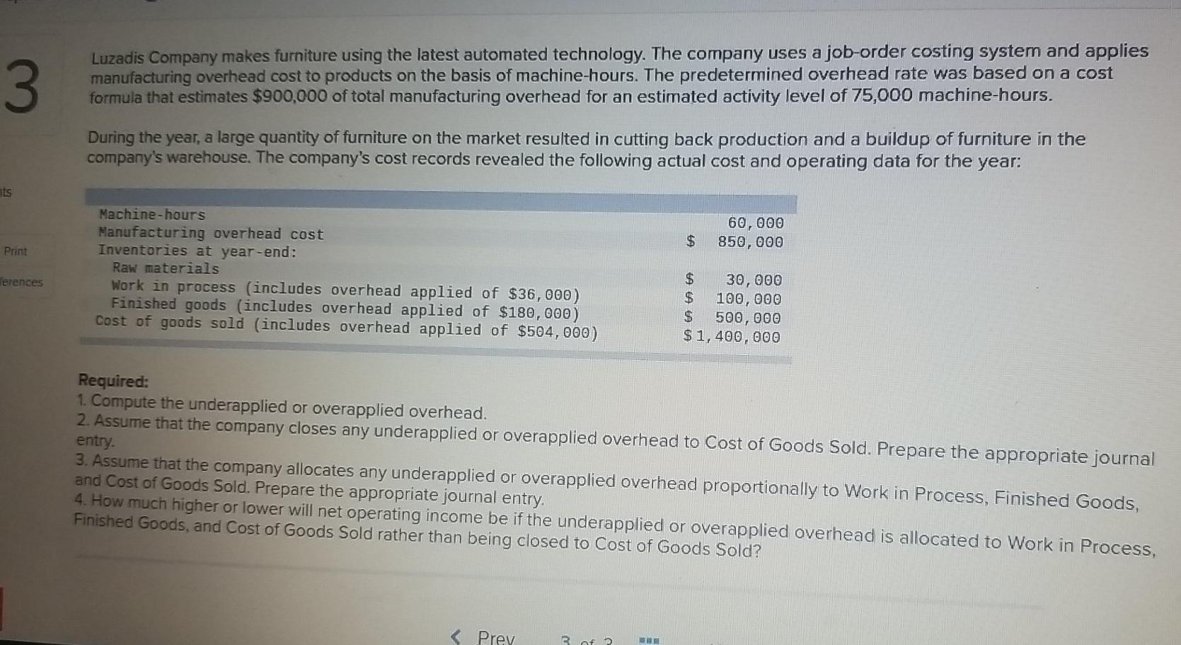 3. Luzadis Company makes furniture using the