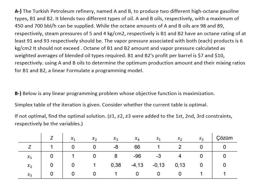 Operation Research Questions - The Turkish