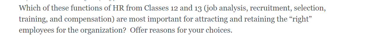 Which of these functions of HR from Classes 12